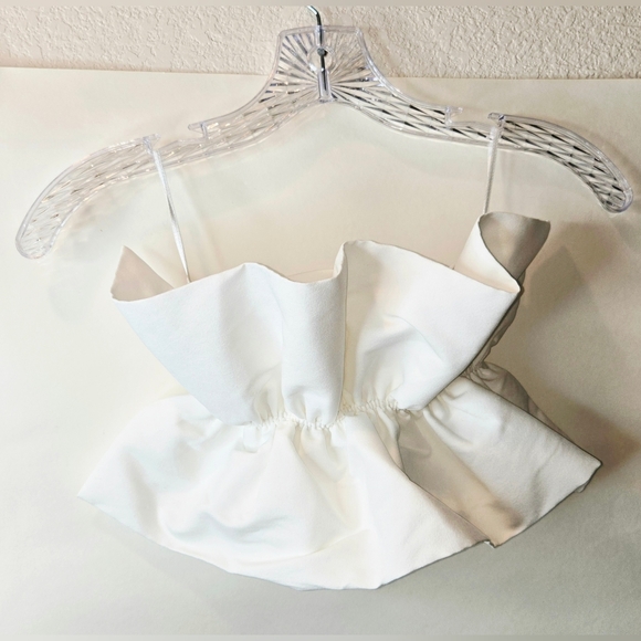 Zara White Ruffle Peplum Crop Bandeau Top - Picture 5 of 5